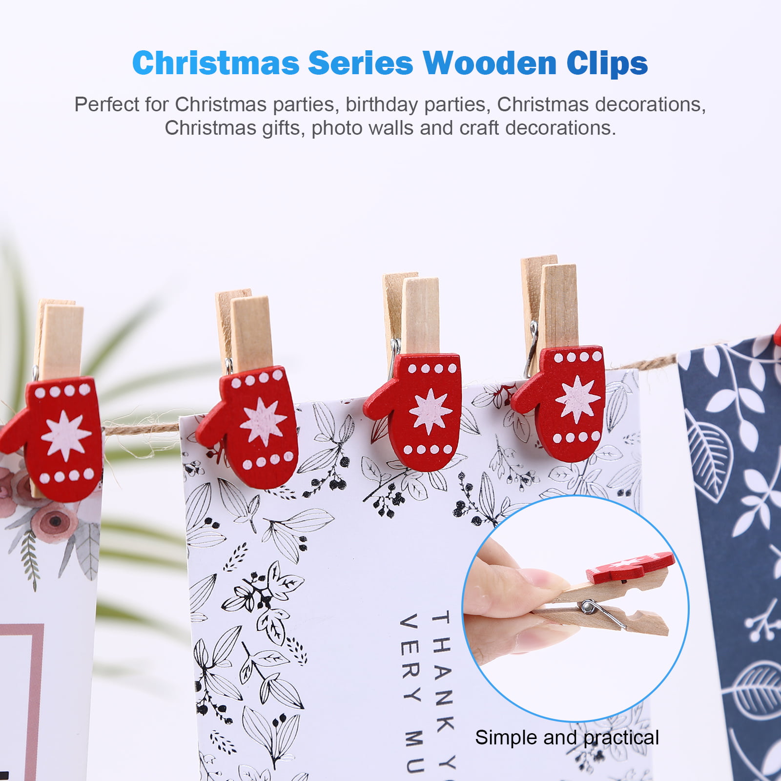 Christmas Photo Clips Wood Craft Pegs Christmas Paper Peg Wood Clothespins for Christmas Wedding Holiday Party Supplies DIY Craft Decoration Random style Frgasgds 50 Pieces Christmas Wooden Clips
