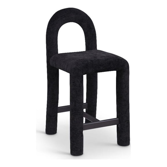 Meridian Furniture Amari Black Chenille Fabric Stool