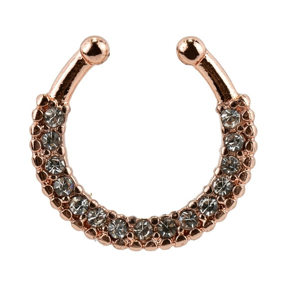 Claire's Women's Rose Gold Crystal Faux Hoop Nose Ring, Stainless Steel, 1 Pack, 12618