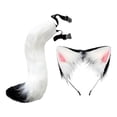 thumbnail image 4 of Diadema con orejas y cola de gato y zorro para disfraz de carnaval o cumpleaños Blanco, 4 of 9