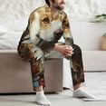 thumbnail image 7 of Picia Vintage Colorful Flower Puppy Pattern Men’s Long-Sleeve Sleepwear Set - Soft 2-Piece Loungewear with Pockets, Comfy PJs for Relaxing Nights-XX-Large, 7 of 7