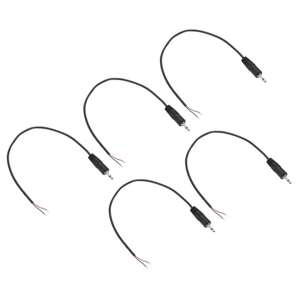 Uxcell 5 Pcs 3.5mm Male Jack to Bare Wire Open End Replacement 28AWG TRS 2 Pole Stereo 1/8" Mono Audio Cable Plug Jack Plug 38mm for Earphone Headphone Cable Repair, 0.3m/11.8inches