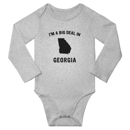 

I m A Big Deal in Georgia Funny Baby Long Sleeve Jumpsuits Boy Girl Unisex (Gray 6-12M)