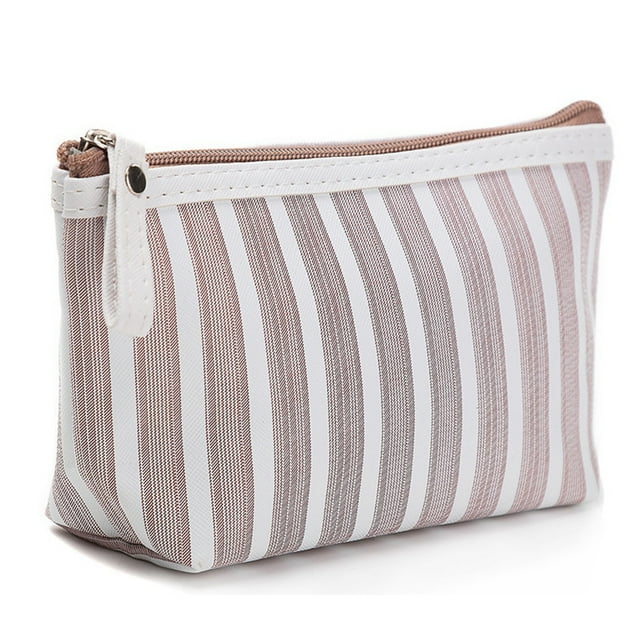 Pochette Cosmétique Petit Sac de Toilette Portable Rayé Sac de Rangement de Maquillage pour les Filles