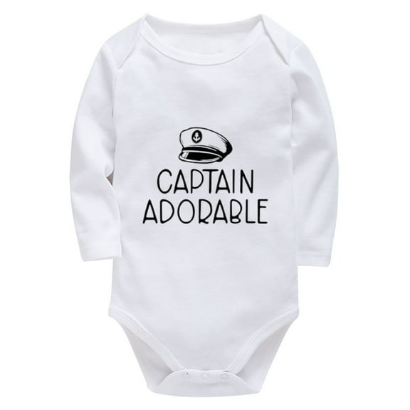Captain Adorable Onesie Newborn Long Sleeve Baby Boy Outfit White Boys Rompers 12 Months