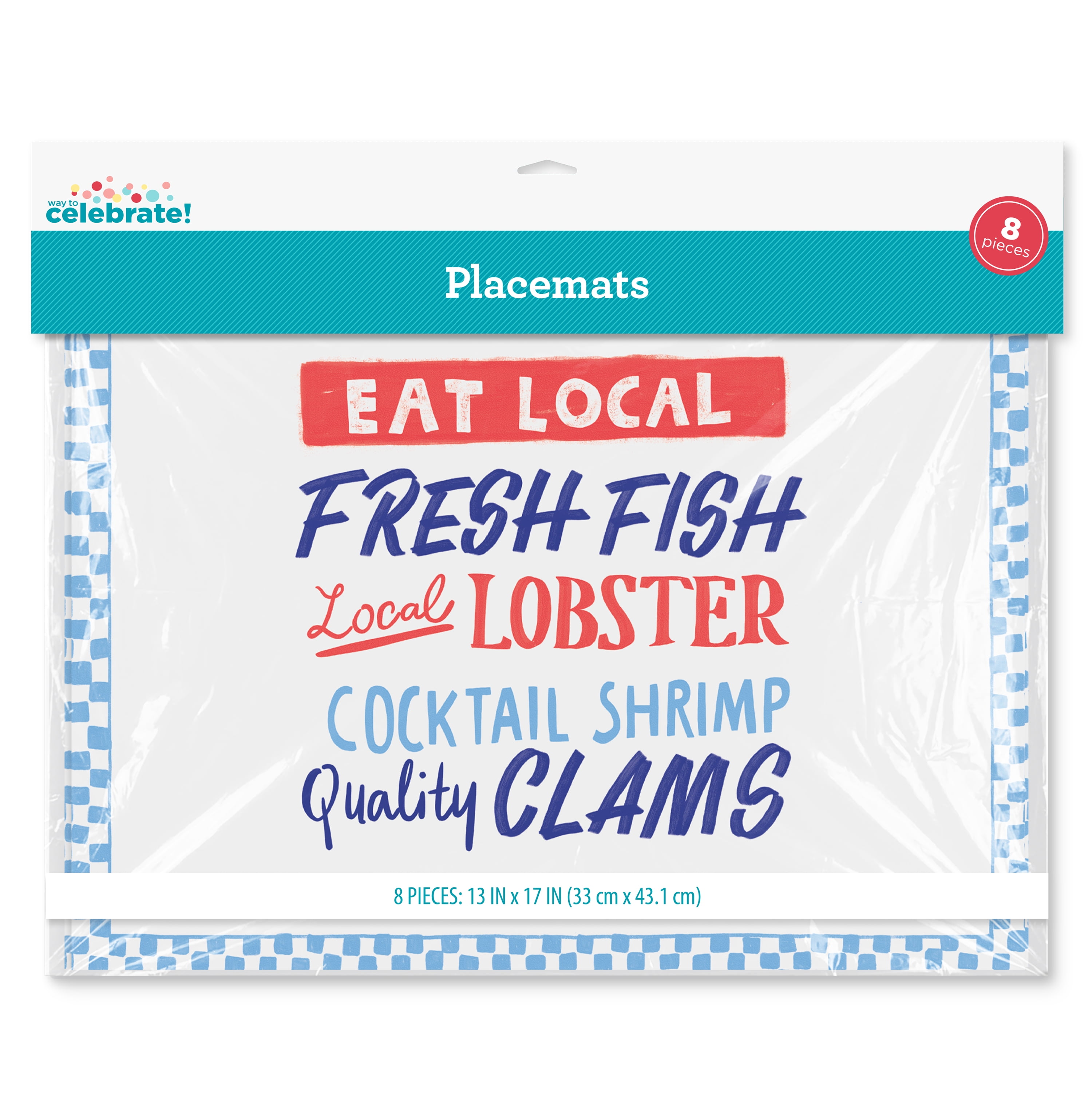 Bright Tides Eat Local Paper Placemats, Multicolor, 17" x 13", 8 Count, by Way To Celebrate