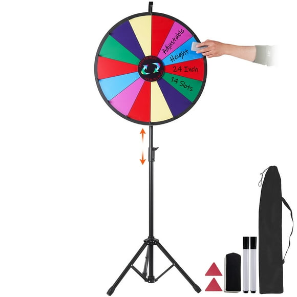 VEVOR 24" Spinning Prize Wheel 14 Slots Wheel Spinner with Adjustable Stand