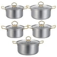 thumbnail image 2 of UEETEK Stainless Steel Cooking Pots, Golden, Efficient Heat, Safe Handling, 5Sets, 2 of 11
