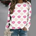 thumbnail image 1 of Qertyioot Chandail de la Saint-Valentin pour Femmes, Blouse à Manches Longues Imprimée Col Rond Tunique Décontractée, 1 of 5