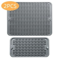 WLGJL Silicone Dish Drying Mat for Multiple Usage, Easy clean, Eco-friendly, Heat-resistant Silicone Mat for Kitchen Counter or Sink, Refrigerator or drawer liner, Large12*16" Small 6*12",2pack