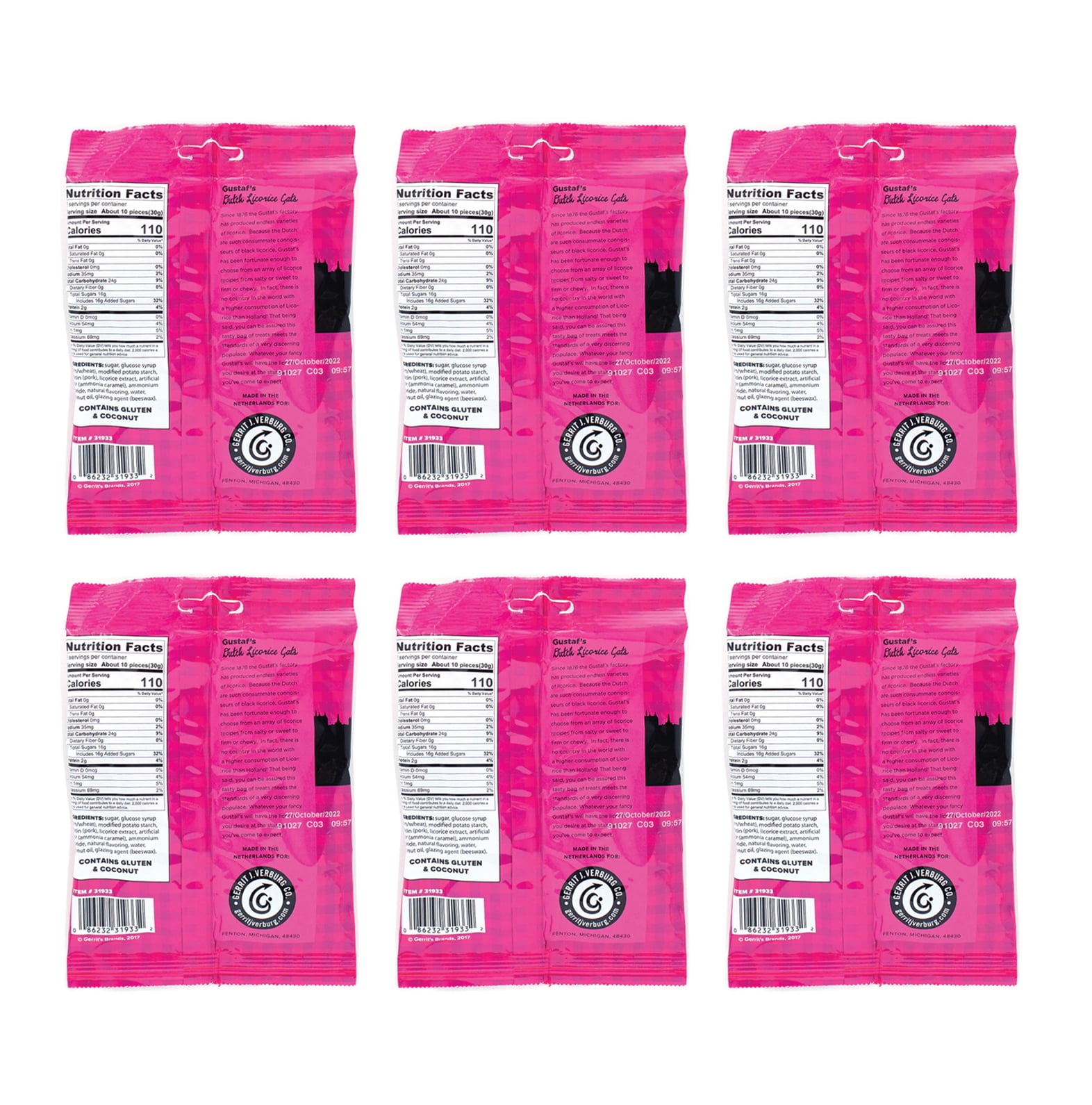 Gustaf's Licorice Cats Pack of 6 (5.29 oz Bag) Unique Cat-Shaped Licorice Candy