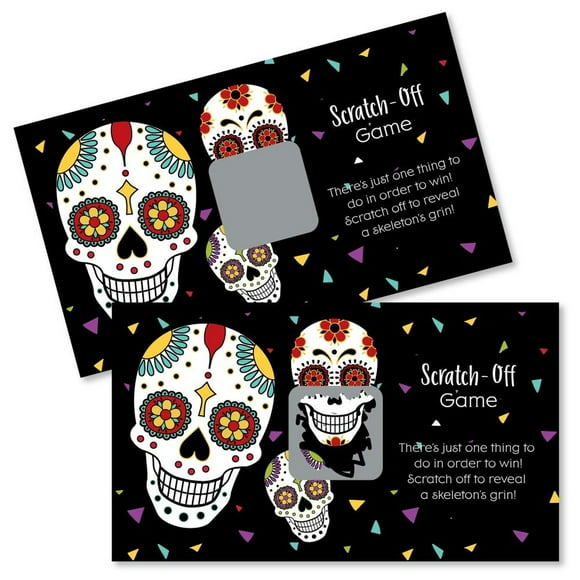 Sugar Skull Celebration Scratch-Off Game Cards - 22 Count for Day of The Dead Festivities, Fun Party Activity, Engaging Family and Friends in Cultural Traditions
