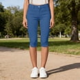 thumbnail image 6 of HongQid Capri Pants for Women High Waisted Skinny Split Hem Stretchy Capris Cropped Straight Leg with Pockets,S, 6 of 9