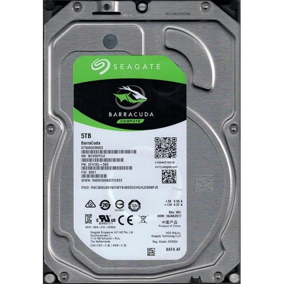 ST5000DM003 P/N: 2FH18L-568 F/W: 0001 WU WCV Seagate 5TB