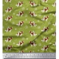 thumbnail image 1 of Soimoi Green Rayon Crepe Fabric Bird,Paw & Cocker Spaniel Dog Decor Fabric Printed Yard 46 Inch Wide, 1 of 3