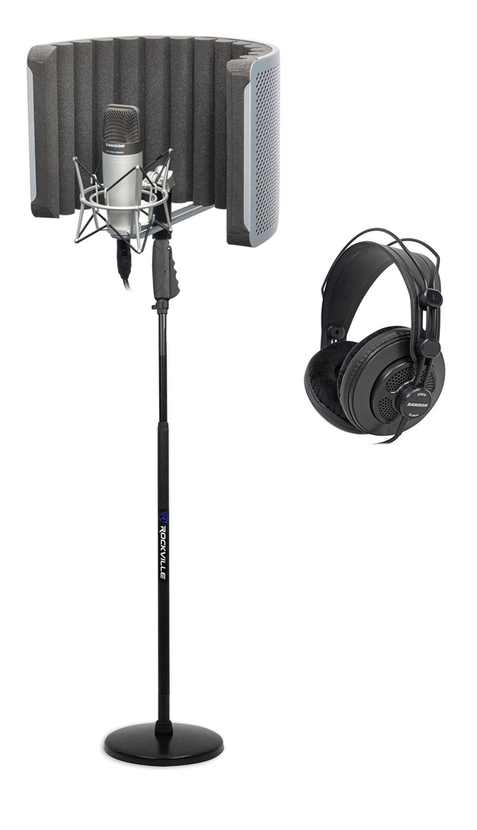 Recording Kit w/ Samson C01 Studio Microphone+Vocal Booth+Shock Mount+Headphones+Rockville