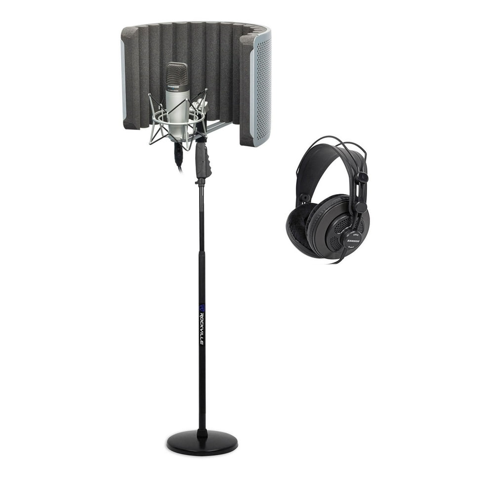 Recording Kit w/ Samson C01 Studio Microphone+Vocal Booth+Shock Mount+Headphones+Rockville