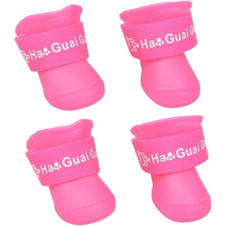 Little Pet Dog Puppy Anti- Slip Rain Snow Boots Candy Colors Rubber Waterproof Boots Shoes- Size M (Pink) Pet Toys