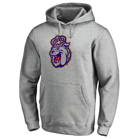 Men's Ash James Madison Dukes Primary Team Logo Pullover Hoodie