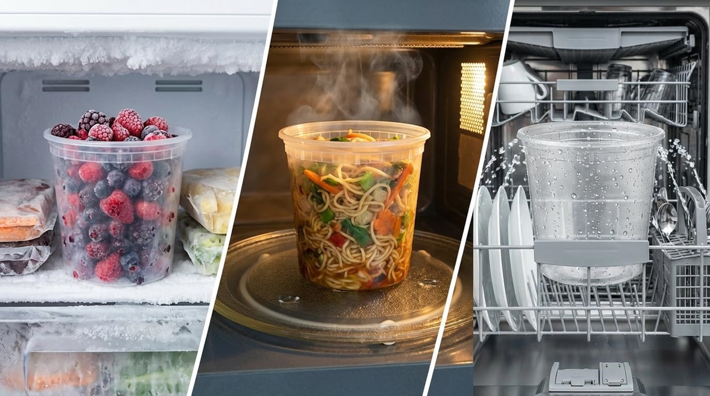 BAKKEN Plastic Deli Containers with Lids 16oz (200 Pack), Leak-Proof Food Storage for Soup, Meal Prep & Slime, Stackable, Freezer & Microwave Safe
