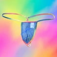 thumbnail image 2 of Men's Boxer Briefs Mens Lace Thong Underwear Mens Split Side Underwear Thong Swimsuit Frilly Lingerie Car Tee 4t Car Shirt Apparel See Thru Shorts Small Small String Men's Exotic Apparel Blue L, 2 of 3