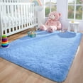 thumbnail image 4 of Dwelke Fluffy Shag Area Rugs Soft Shaggy Rugs for Girls Bedroom Kids Room Carpet Dorm Rug,5'x8',Cerulean Blue, 4 of 7