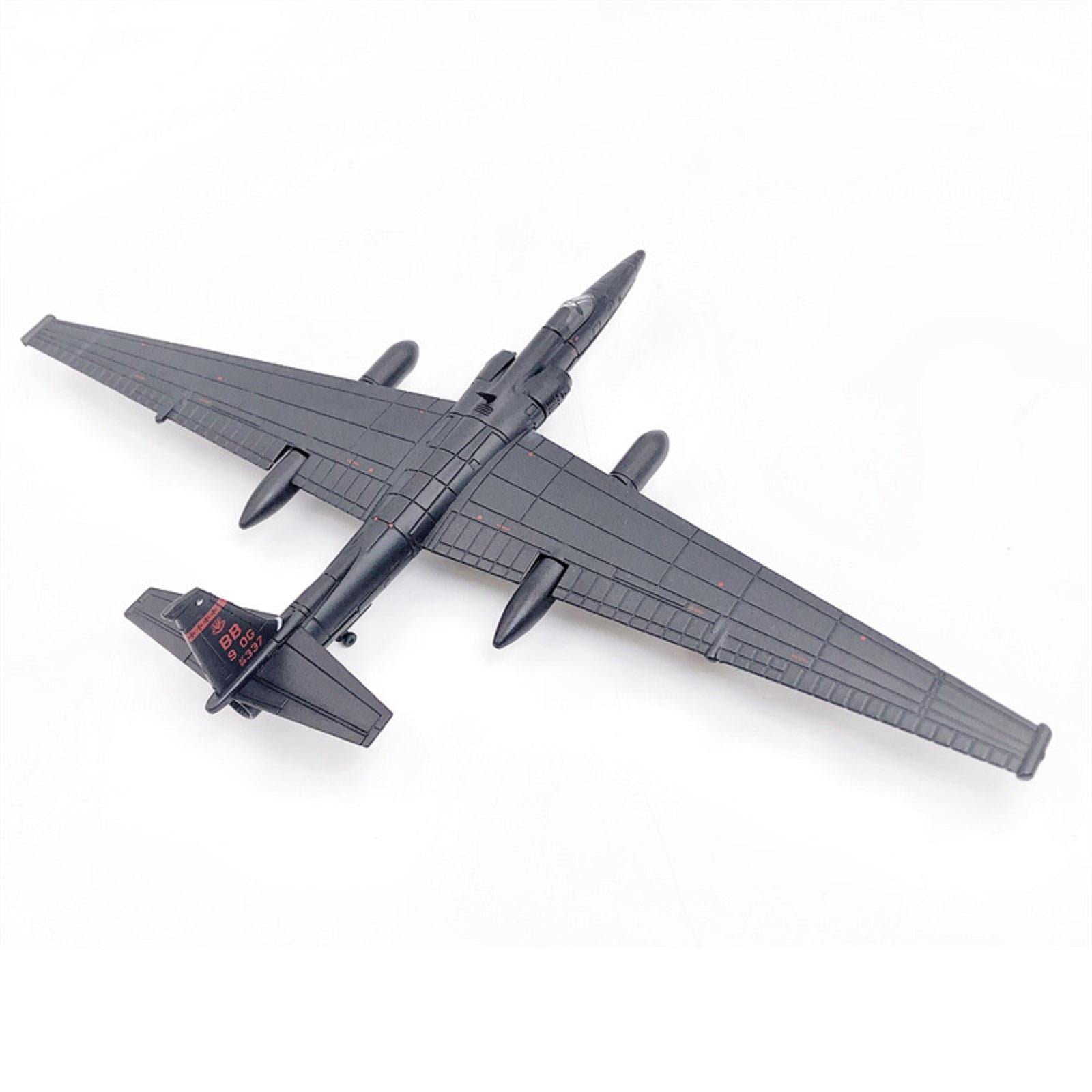 NATEFEMIN U2 Airplane Reconnaissance Diecast Model 1/144 Black with Stand Aviation Souvenir Collectible for Model Plane Collectors