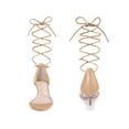 thumbnail image 2 of BLISSFUL STEP Clear Strap Lace Up Open Toe Clear Wedges Heel Sandals for Women Nude 11, 2 of 7