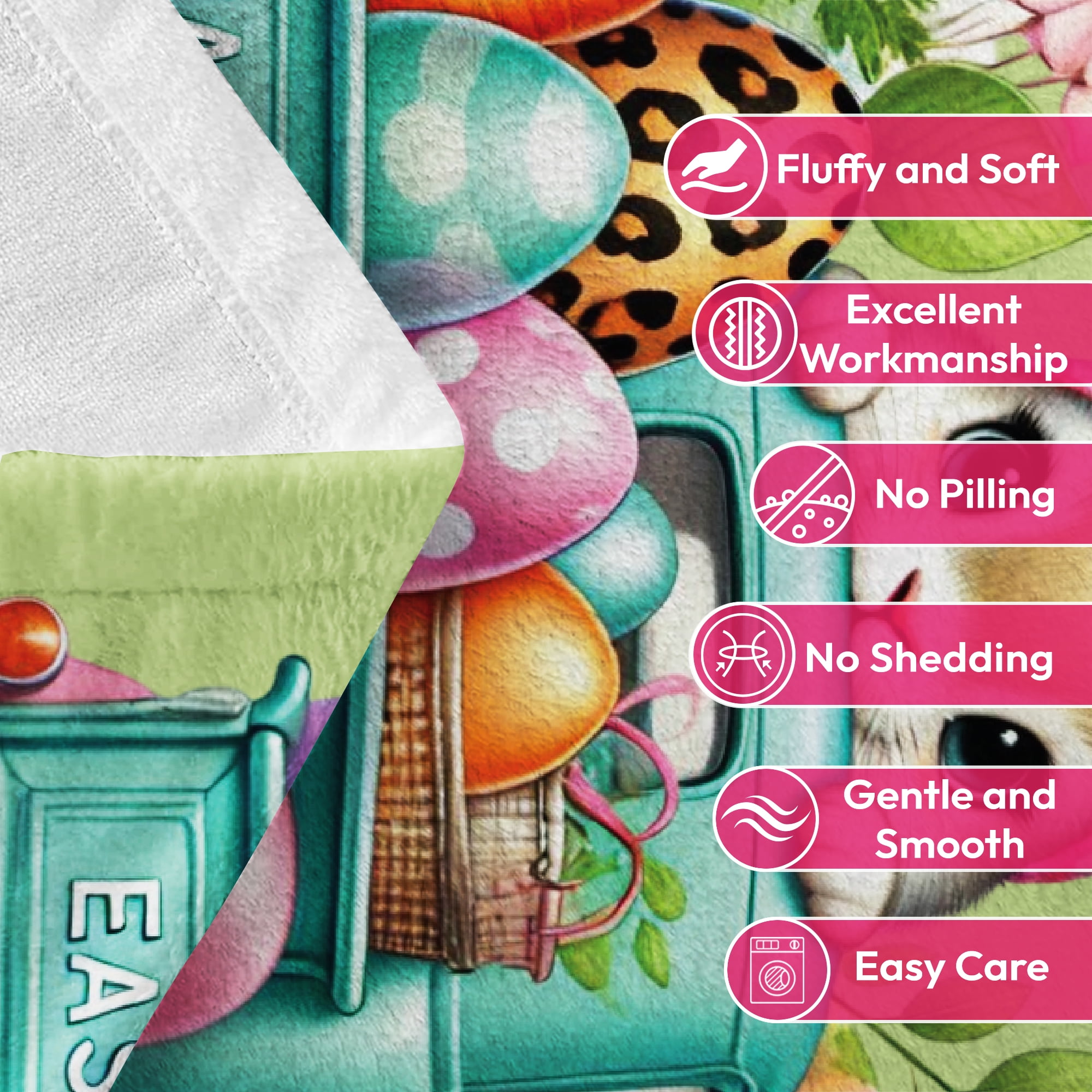 Easter Throw Blanket, Warm Fleece Flannel Bed Blanket, Lightweight Easter Blanket for Sofa Bed Couch 40"x50"