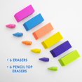 thumbnail image 3 of Bazic Gommes + Gommes à Crayon (12/Pack), Gommes Biseautées Néon, Capuchons Flèches, Sans Latex, pour Dessin Artistique École, Lot de 1, 3 of 5