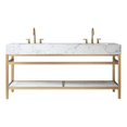 thumbnail image 2 of Ecija 72" Double Brushed Gold Metal Bath Vanity with Pandora White Composite Top, 2 of 15