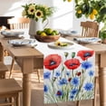 thumbnail image 3 of Burlap Table Runner 90 Inches Long, Watercolor Blue Red Flower Leaves Non-Slip Kitchen Table Runners for Dining Room Everyday Use Party Table Decorations Independence Day, 3 of 9