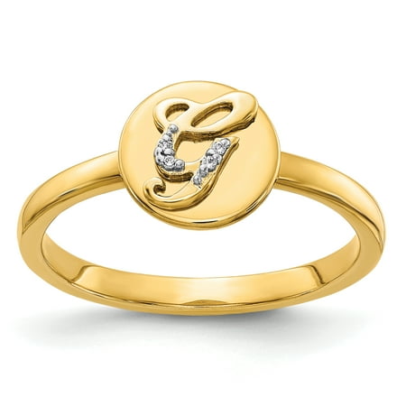 14k Yellow Gold Initial Ring - 14K Yellow Gold Diamond Initial G Ring (0.012Cttw)