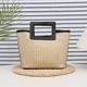 thumbnail image 4 of Bolso tote de paja tejido de gran capacidad | Bolso de mano con asa cuadrada tejida | Bolso multiusos para la playa, viajes, compras y uso diario, 4 of 6