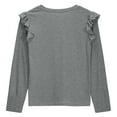 thumbnail image 4 of Camiseta de manga larga con encaje de color liso para niña, camisa básica informal de manga larga para niña, jersey de cuello redondo con bolsillo para niña, top de poliéster para niña, 4 of 6