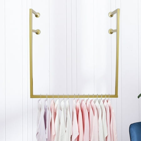 

TFCFL Wall Mounted Iron Gold Hanging Clothes Rack Multi-Purpose Hanging Rod for Closet Storage