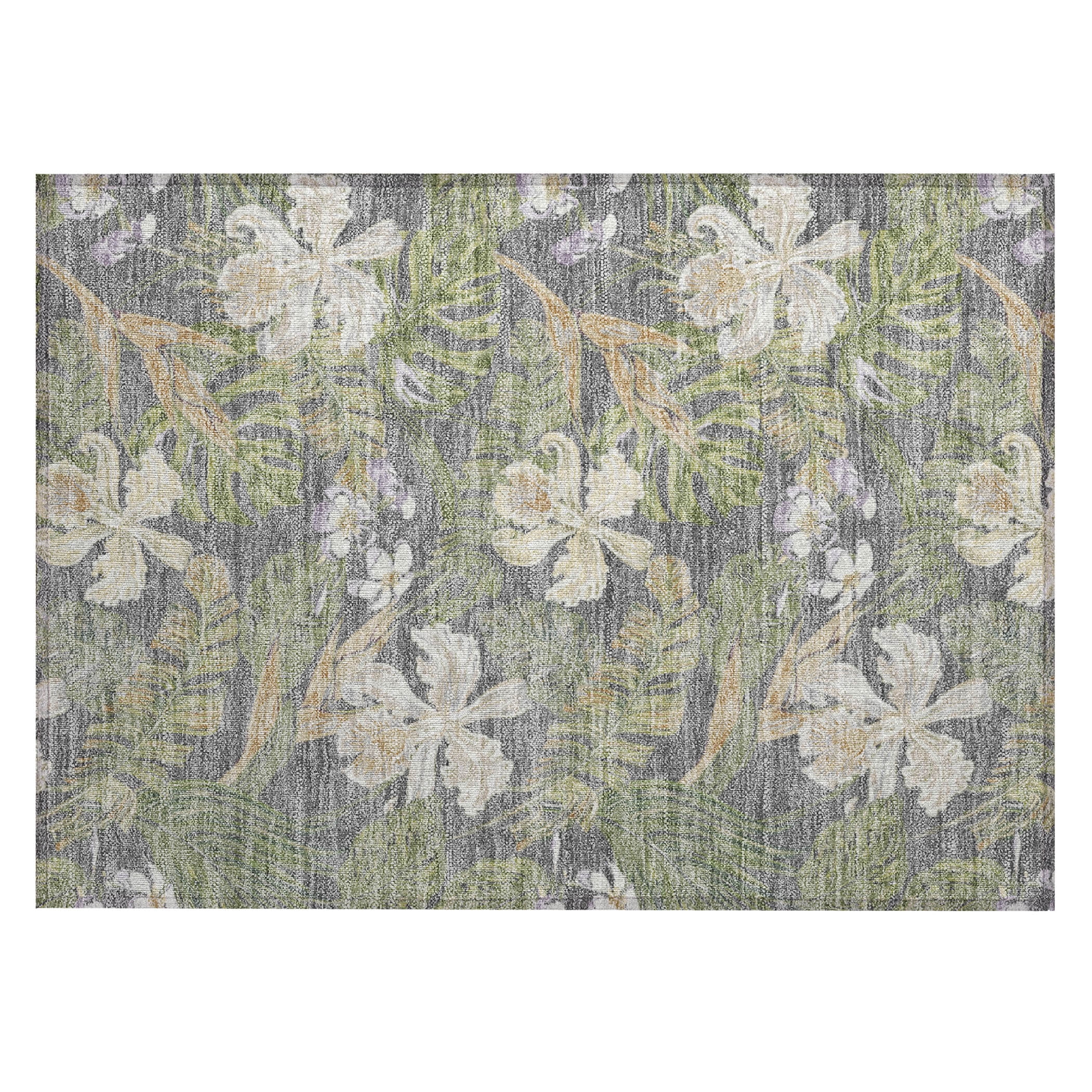Addison Rugs Chantille Indoor/Outdoor Transitional Floral Gray Washable Rectangle Rug, 1'8" x 2'6"