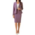 thumbnail image 2 of Conjunto de falda de 2 piezas para mujer INSPIRE CHIC, blazer peplum, falda lápiz de cintura alta, atuendo de trabajo, L Violeta, 2 of 6