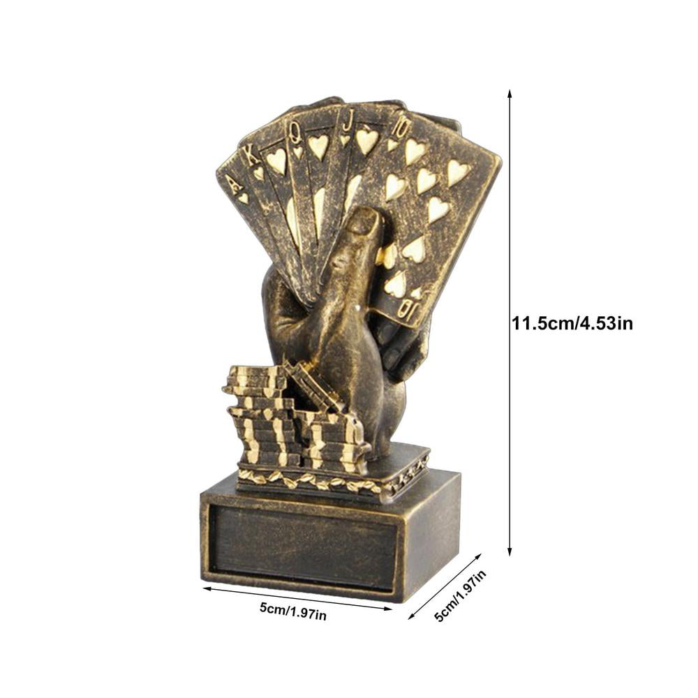 250mm TALL CARDS POKER BRIDGE GOLD TROPHY ACRYLIC *FREE ENGRAVING* NEW EXCLUSIVE 