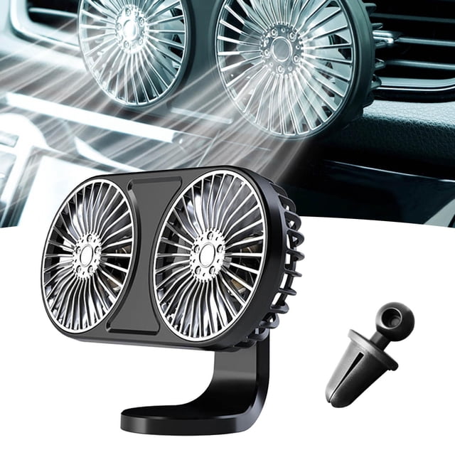 Ventilador de refrigeración portátil para automóvil con luz , ángulo de carga USB ajustable, ventilador de circulación de aire para automóvil Negro Baoblaze Ventilador portátil para automóvil