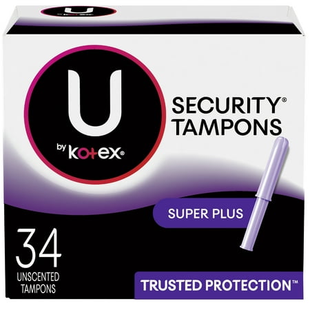 U by Kotex Security Tampons, Super Plus Absorbency, Unscented, 34 (Best Super Plus Tampons)
