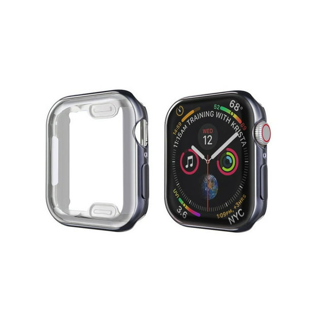 Étui Compatible avec Apple i Watch Series 1/2/3/4/38 avec Protecteur d'Écran en Verre Trempé Intégré - Étui Rigide Tout Autour pour PC, Couverture de Protection Globale (Gris Cosmique) 40mm