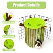 Colenumone Guinea Pig Hideout Forest Fleece Corner Hideaway for Cage Accessories, Soft Fleece Tassel Hammock Tent for Small Animals, Bunny, Ferret, Chinchilla, Rat, Hedgehog, Dwarf Rabbit