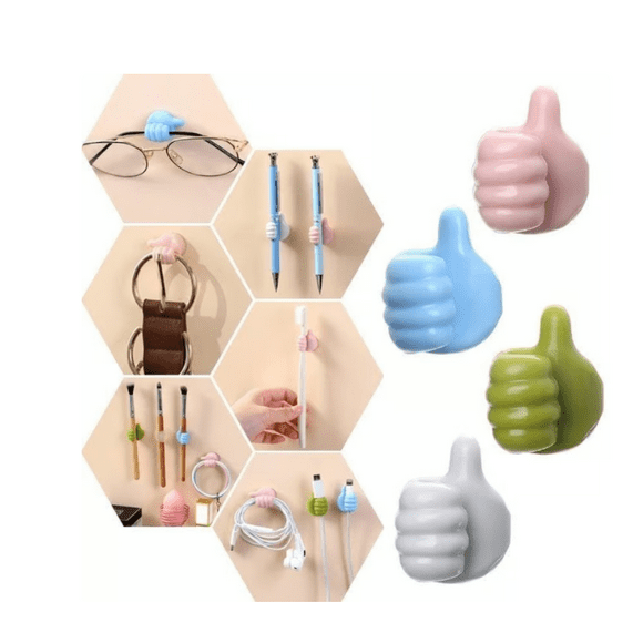 Crochets Adhésifs Multifonctions en Forme de Pouce et de Rose Creative, Organisateurs de Câbles et Supports de Lignes de Données pour Surfaces Murales, de Bureau et de Carreaux, Prise Adhésive Forte, Crochet Autocollant Multifonctionnel Thumb Ins *1