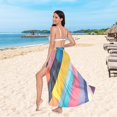 thumbnail image 6 of FORMRS Womens Long Sarong Beach Wrap Semi-Sheer Bikini Skirt Bathing Swimsuit Cover Up, Color Striped, 6 of 7