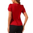 thumbnail image 3 of INSPIRE CHIC Ruched Sleeve Blouse for Women's Pleated Front Round Neck Tops XS Red, 3 of 6