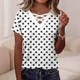 thumbnail image 2 of YUGYXL Polka Dot Print Summer Tops for Women Short Sleeve Crisscross V Neck T Shirts for Women Trendy White Top M, 2 of 9