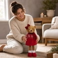 thumbnail image 4 of ZORVINEX Retractable Leg Christmas Bear Decor Stretchable Standing Bear Stuffed Figurine Holiday Plush Ornament For Fireplace Shelf Tabletop Home Party Decoration,Multicolor A, 4 of 7