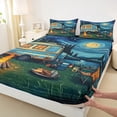 thumbnail image 3 of Manfei Vintage Camper Queen Sheet Sets, Happy Camping Flat Sheet, Bonfire Campfire Queen Fitted Sheet, Breathable Home Decor 4 Pieces, 3 of 7
