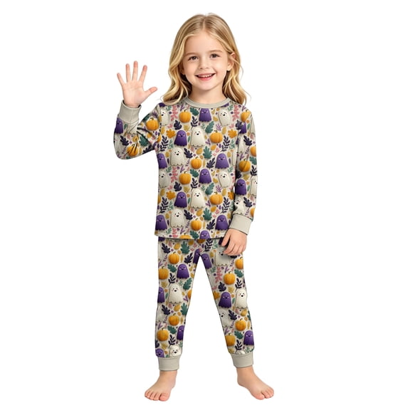 Faraee Halloween Pajamas for Toddler Kids Cute Pumpkin Print Long Sleeve Loungewear 2 Piece PJS Set for Boys Girls